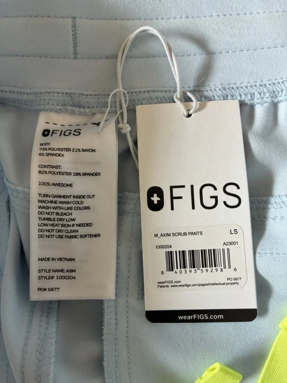 Figs Axim Cargo Scrub Pants In Pale Blue Size LS 34” x 27”